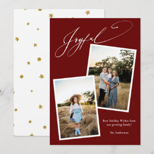 Cartão De Festividades Feliz Caligrafia Vermelha Foto Natal Gravidez