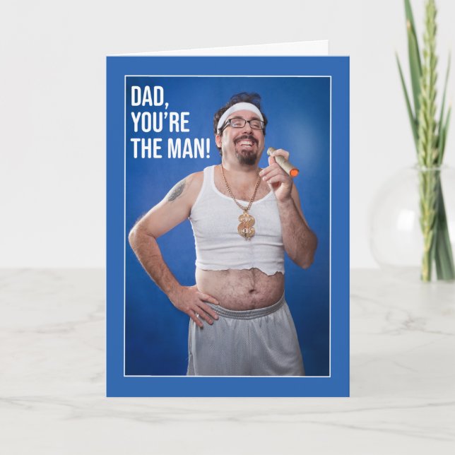 Cartão De Festividades Feliz Cara Engraçado De Dia de os pais Com Rindo D (Frente)