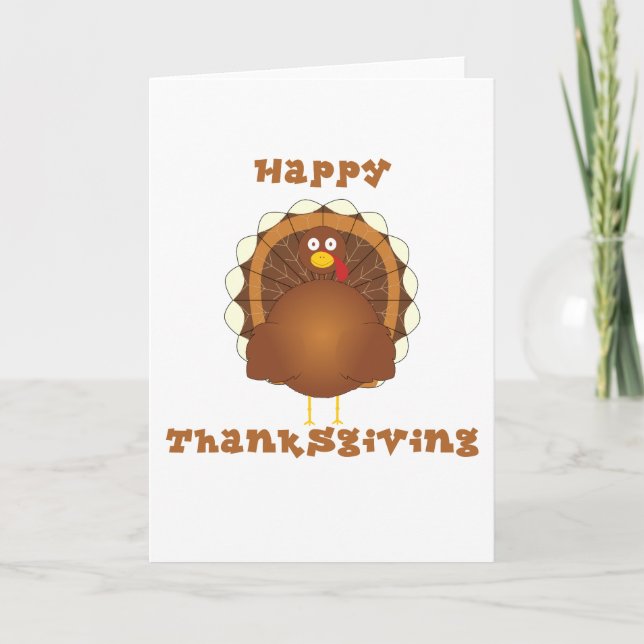 Cartão De Festividades Feliz Cartoon de Ação de Graças (Frente)