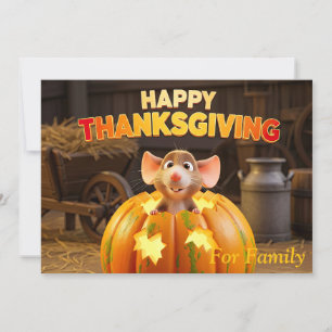 Cartão De Festividades Feliz Cartoon de Ação de Graças em Pumpkin
