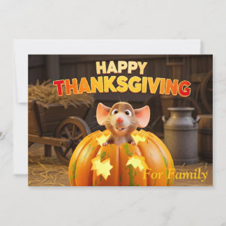 Cartão De Festividades Feliz Cartoon de Ação de Graças em Pumpkin
