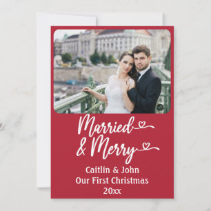 Cartão De Festividades Feliz casada, recém-casados, Natal Vermelho Person