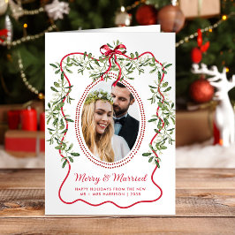 Cartão De Festividades Feliz Casado Quadro Ondulado Recém-casados Natal F