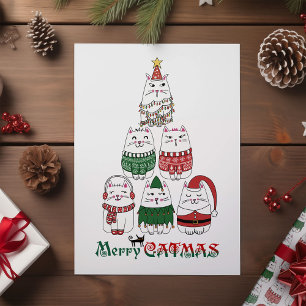 Cartão De Festividades Feliz Catmas Engraçado Feliz Natal Kitten