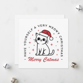Cartão De Festividades Feliz Catmas estética do gato natalino