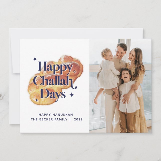 Cartão De Festividades Feliz Challah Days Hanukkah Foto Personalizada (Frente)