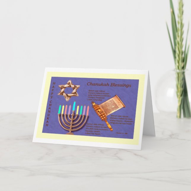 Cartão De Festividades Feliz Chanukah - Abençoações Chanukah (Frente)