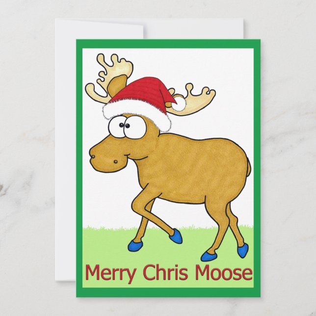 Cartão De Festividades Feliz Chris Moose Natal (Frente)