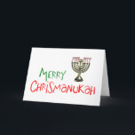 Cartão De Festividades Feliz Chrismanukah - Natal Chanukah Menorah<br><div class="desc">A maneira perfeita de celebrar tanto o Natal como Hanukah ao mesmo tempo. Feliz Natal   Feliz Chanukah = Feliz Chrismanukah,  completa com as velas Candy Cane Menorah.</div>