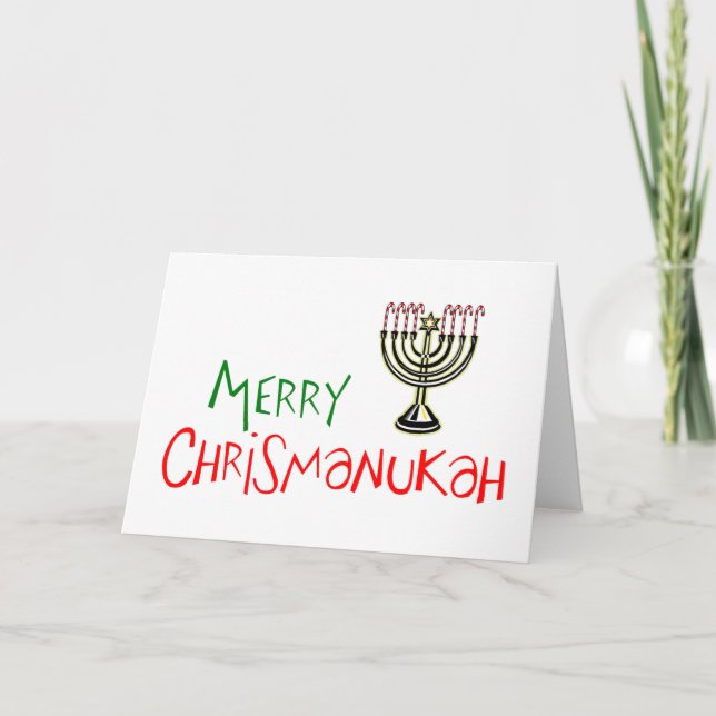 Cartão De Festividades Feliz Chrismanukah - Natal Chanukah Menorah (Frente)