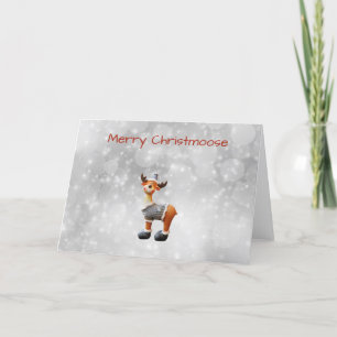 Cartão De Festividades Feliz Christmoose usando um chapéu