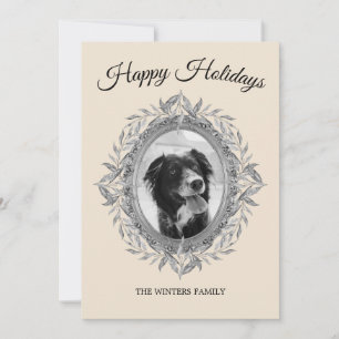 Cartão De Festividades Feliz Cinza de prata de Natal deixa a foto de terr