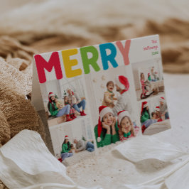 Cartão De Festividades Feliz Colorida e Brilhante Dobrou Cinco Fotos