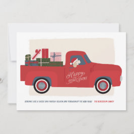 Cartão De Festividades Feliz Como-lidays Cachorro no Caminhão Desenho Car