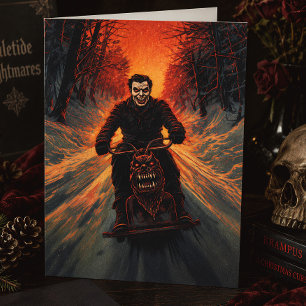 Cartão De Festividades Feliz Creepmas Krampus Trenó Horror Vintage