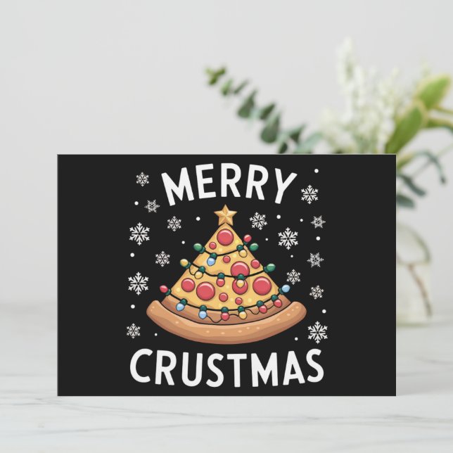 Cartão De Festividades Feliz Crustmas Pizza Árvore de Natal Presentes de  (Em pé/Frente)