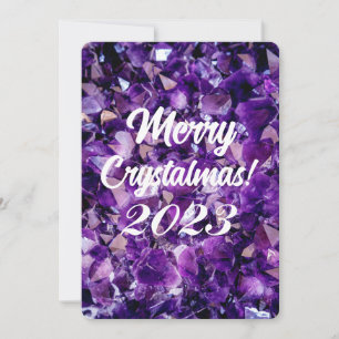 Cartão De Festividades Feliz Crystalmas 2023 Cristal de Ametista Roxa