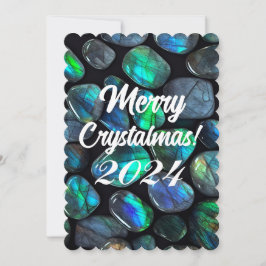 Cartão De Festividades Feliz Crystalmas 2024 Cristal de Labradorita Azul