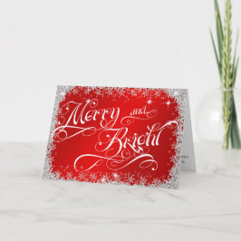 Cartão De Festividades Feliz da Tipografia do Natal Vermelho e Bright Cus