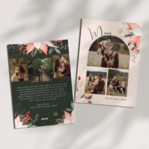 Cartão De Festividades Feliz de 6 fotos no Natal, cor-de-rosa