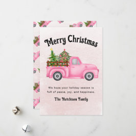 Cartão De Festividades Feliz de árvores de Natal de caminhoneiros cor-de-