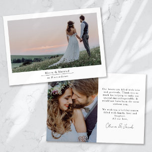 Cartão De Festividades Feliz de Casamento de Foto Minimalista 2 e Casada
