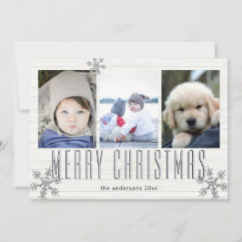 Cartão De Festividades Feliz de Colagem de Fotografias Silver Snowflake 3