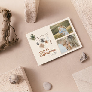 Cartão De Festividades Feliz de Foto 2 da Família Neutra Moderna Scandi B