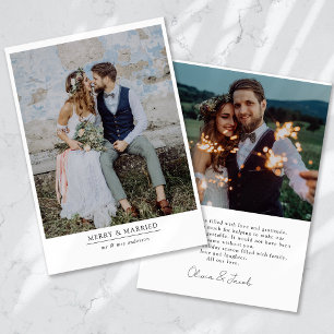 Cartão De Festividades Feliz de Fotografia 2 Minimalista moderna e casada