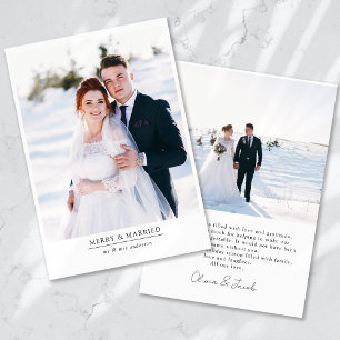 Cartão De Festividades Feliz de Fotografia 2 Minimalista moderna e casada
