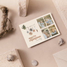 Cartão De Festividades Feliz de Fotografia 4 da Família Neutra Scandi Boh