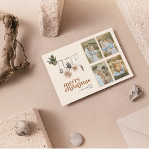 Cartão De Festividades Feliz de Fotografia 4 da Família Neutra Scandi Boh