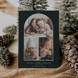 Cartão De Festividades Feliz de Fotografias do Arch 3 Moderno e Verde Bri