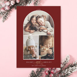 Cartão De Festividades Feliz de Fotografias do Arch 3 Moderno e Vermelho 