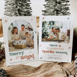 Cartão De Festividades Feliz de Natal Boho 2 Foto de Férias Retro