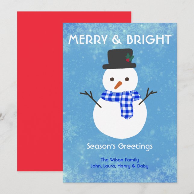 Cartão De Festividades Feliz de Neve e Bright Seasons Saudações Personali (Frente/Verso)