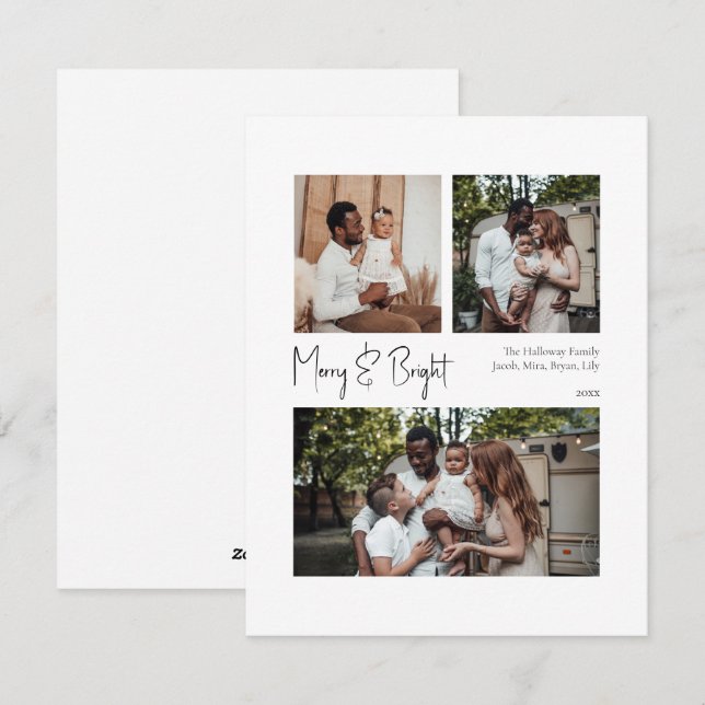 Cartão De Festividades Feliz de Script Moderno e Brilho Centralizado em T (Frente/Verso)