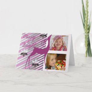 Cartão De Festividades Feliz de veados e placa de saudação de fotos brilh
