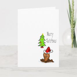 Cartão De Festividades Feliz desenho animado de Natal, árvore de Natal na