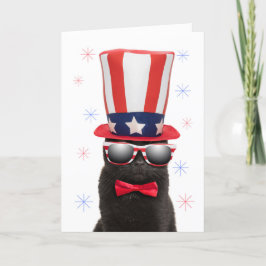 Cartão De Festividades Feliz Dia 4 de julho Legal Gato nos Óculos Solares
