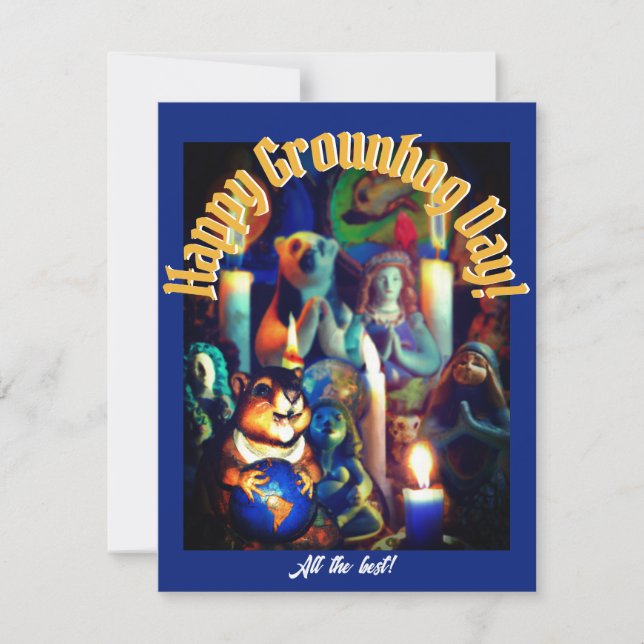 Cartão De Festividades Feliz Dia da Marmota (Frente)