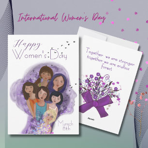 Cartão De Festividades Feliz Dia da Mulher Desenhado Ilustração