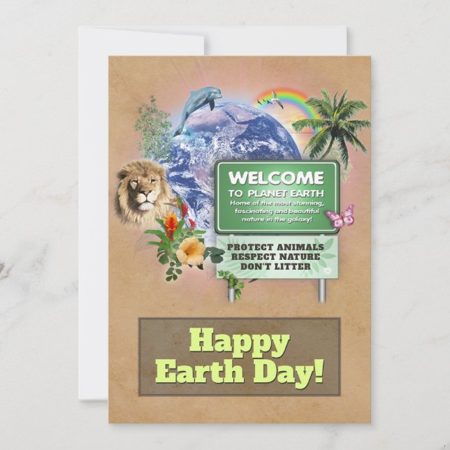 Cartão De Festividades Feliz Dia da Terra (Frente)
