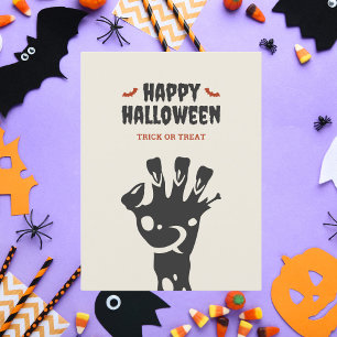 Cartão De Festividades Feliz Dia das Bruxas Mão de Zumbi ou Truque ou Tra