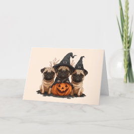 Cartão De Festividades Feliz Dia das Bruxas Pugs Jack O Lanterns
