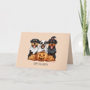 Cartão De Festividades Feliz Dia das Bruxas Rottweiler Cães Jack O Lanter