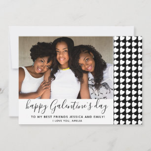Cartão De Festividades Feliz Dia das Galentinas Coração Preto Foto Amiga