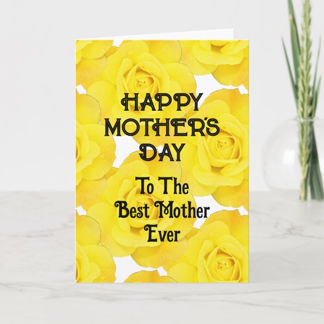 Cartão De Festividades Feliz Dia das Mães Amarelo Floral Texto Personaliz (Frente)