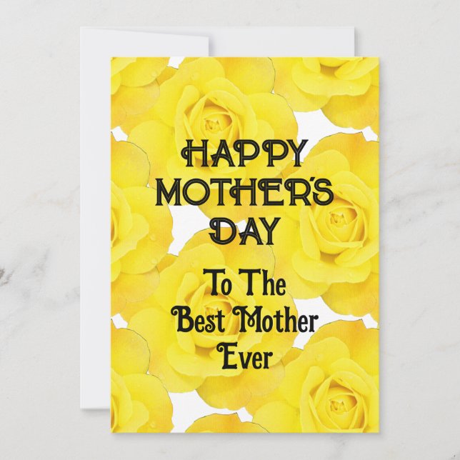 Cartão De Festividades Feliz Dia das Mães Amarelo Floral Texto Personaliz (Frente)