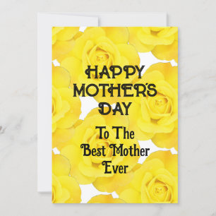 Cartão De Festividades Feliz Dia das Mães Amarelo Floral Texto Personaliz